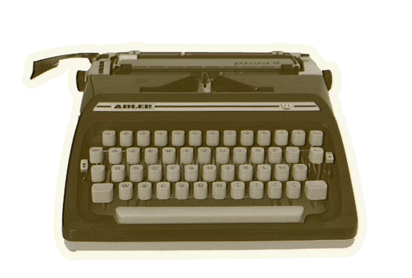 A retro typewriter, once a common tool for copy writing.