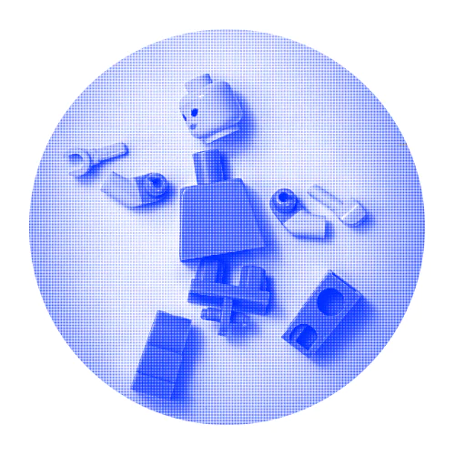 A Lego figure broken apart. This symbolizes frustration with either the instructions to build one or lacking pieces to complete it.