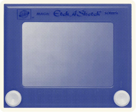 An etch-a-sketch, a classic toy that sparks creativity and logical thinking.